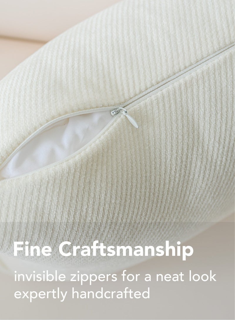 a moment Pack of 2 Decorative Chenille Throw Pillow Covers with Twill Cushion Covers for Sofa Living Room Couch Bed 30x50 CM Raw White - Image 2